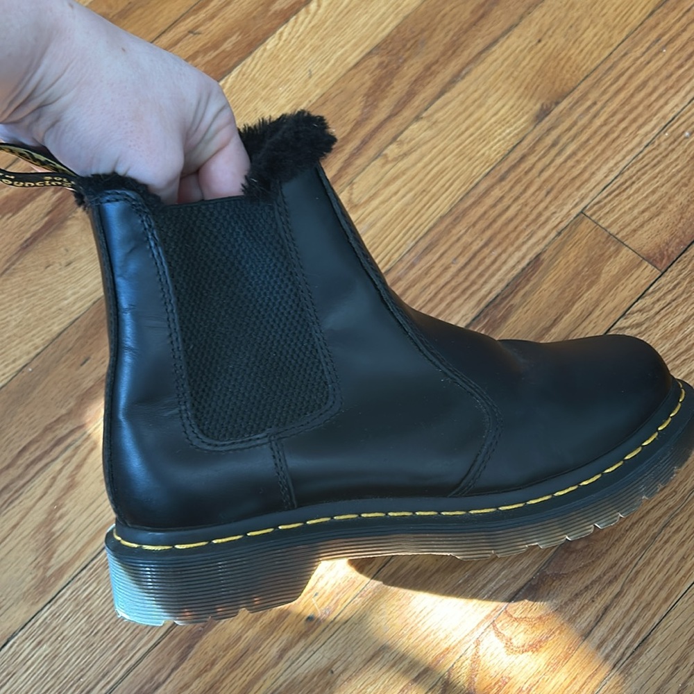 Dr. Martens Black Leather Chelsea Combat Boots with Yellow Stitching - Picture 2 of 6